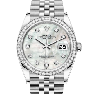 replica Rolex Datejust 36 Oyster 36 mm Oystersteel oro bianco e diamanti Quadrante bianco M126284RBR-0011