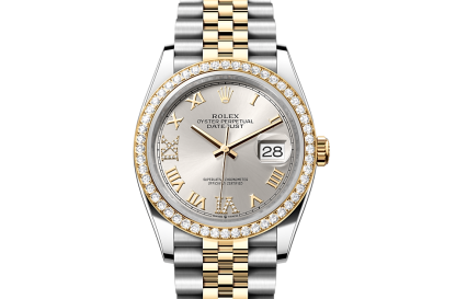 replica Rolex Datejust 36 Oyster 36 mm Oystersteel oro giallo e diamanti Quadrante argento M126283RBR-0017