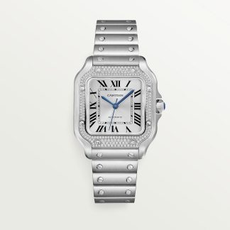 replica cartier Orologio Santos de Cartier Modello medio automatico acciaio diamanti CRW4SA0005